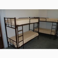 Кровати двухъярусные, односпальные на металлокаркасе для хостелов, гостиниц, рабочих