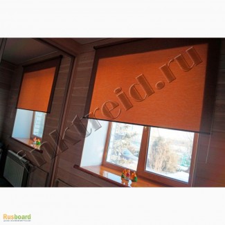 Рулонные шторы на коричневые пластиковые окна, рамы