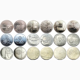 Португальские юбилейные монеты 2, 5 и 5 евро