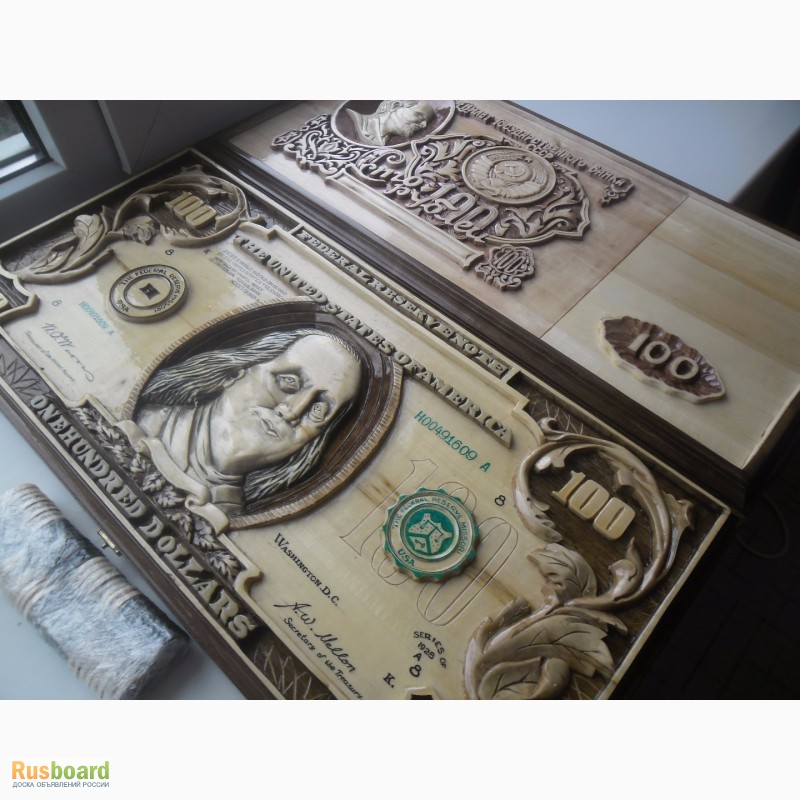 Фото 3. Продам нарды с изображением 100 рублей времен СССР и 100 Долларовой банкноты